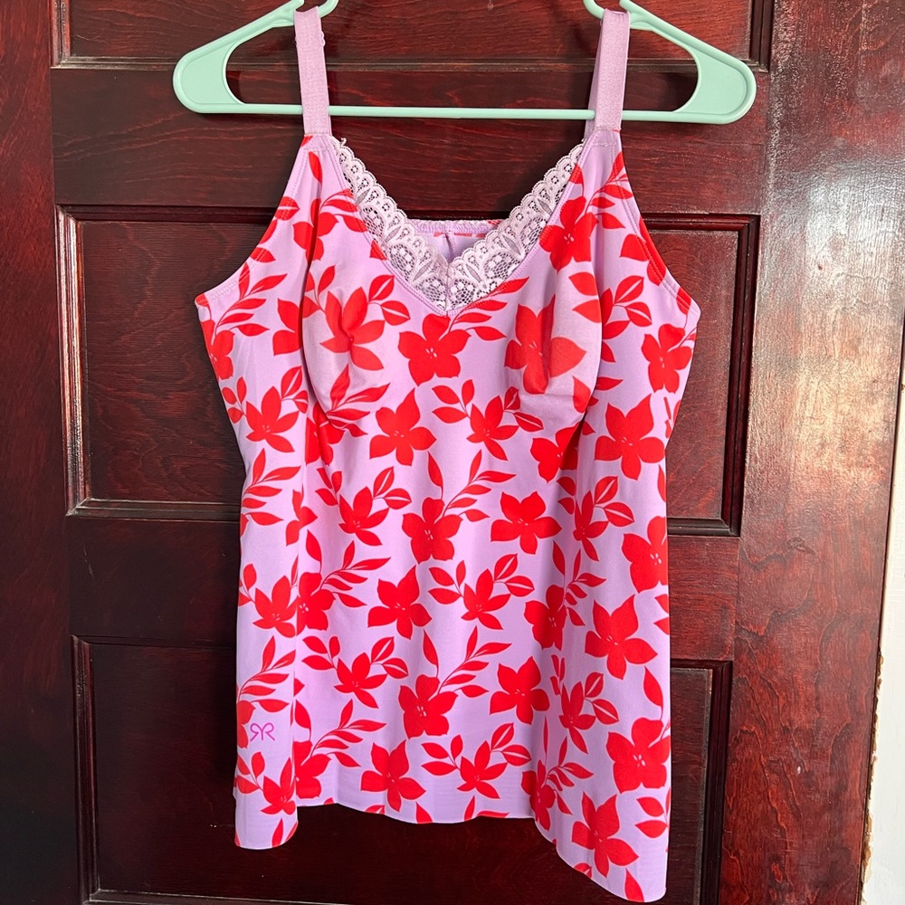 Ruby Ribbon Diva Lace Cami Floral Hibiscus Pink Purple size 42 - Picture 5 of 13